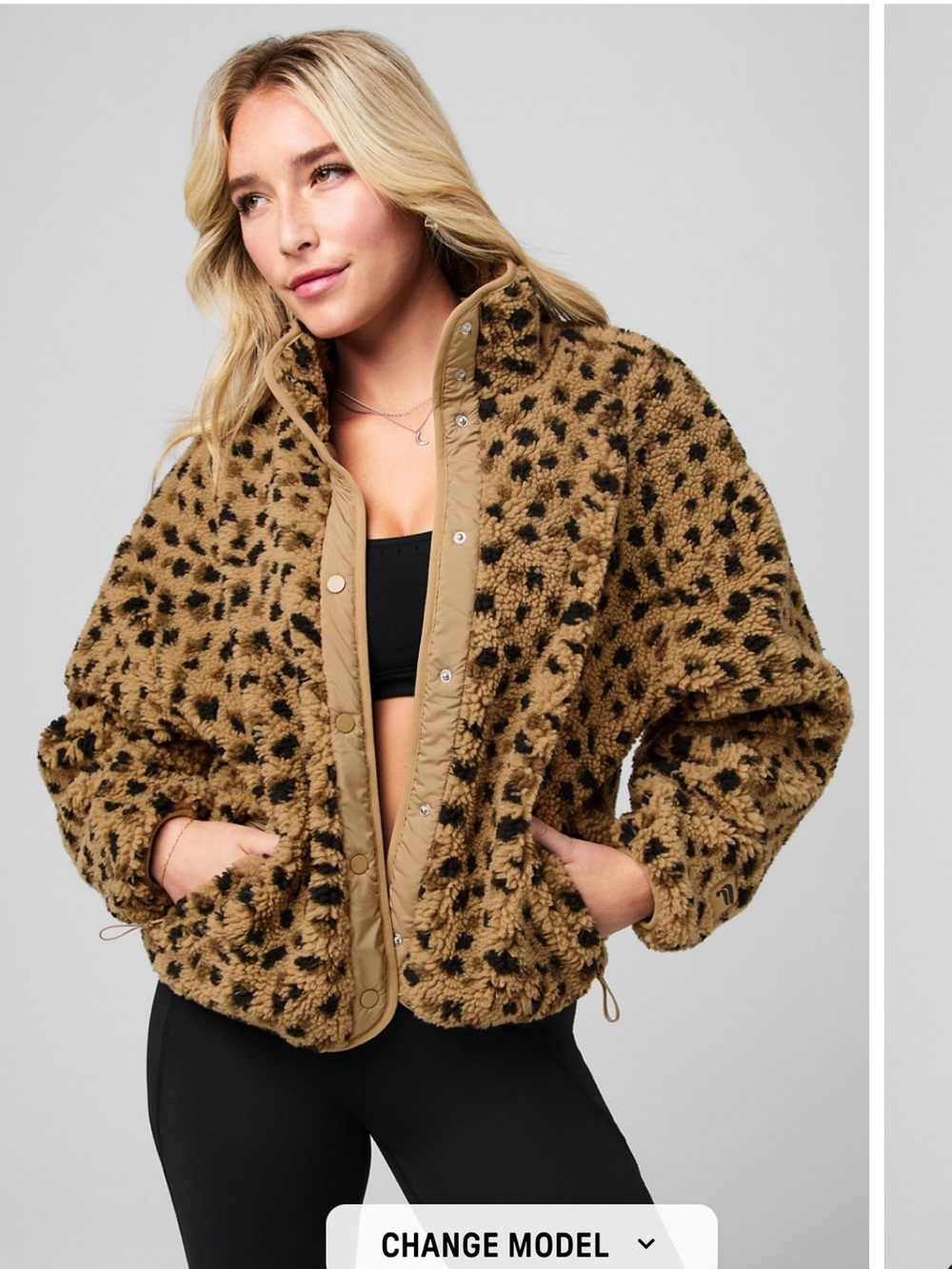 Fabletics Leopard-Print Tahoe Teddy Jacket